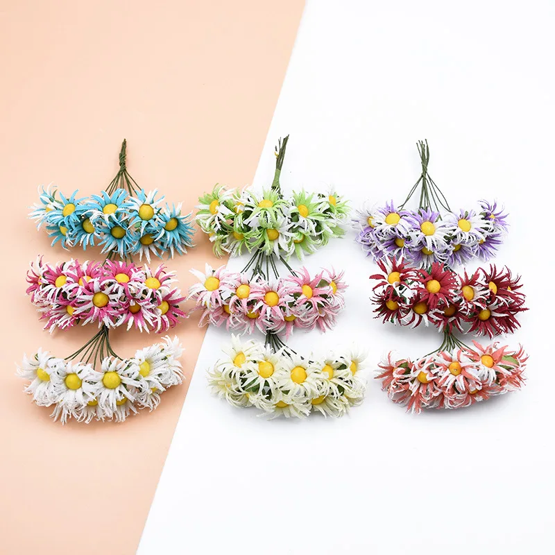 10 шт. искусственные цветы ромашки Свадебный букет цветов/сухая Пряжа/скрапбук