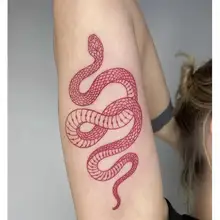 Red Snake Waterproof Temporary Tattoo Stickers For Women Men Body Art Waist Decals Fake Tatto Big Size