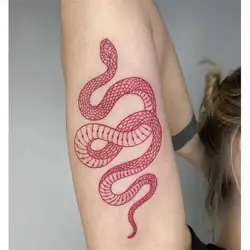 Red Snake Waterproof Temporary Tattoo Stickers For Women Men Body Art Waist Decals Fake Tatto Big Size