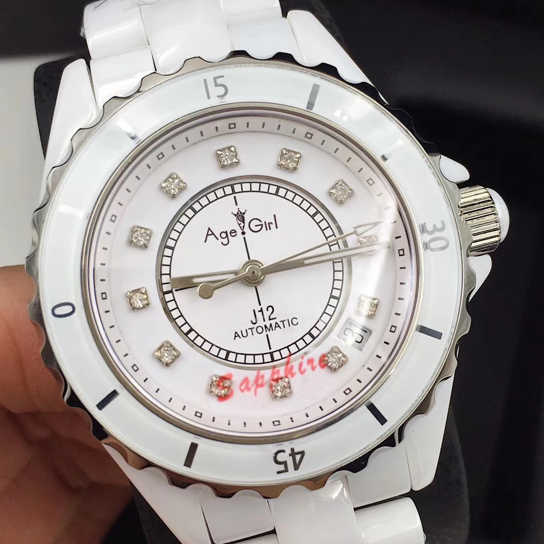 

Luxury Brand New Automatic Mechanical Men Watch Sapphire Ceramic Silver White Black Ceramica Bezel Diamonds Sport 38mm