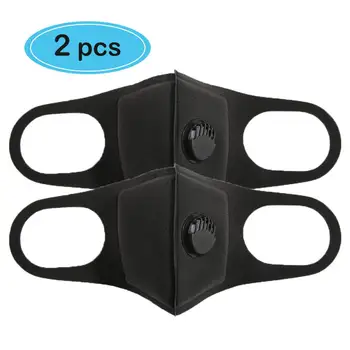 

2Pcs/lot PM 2.5 Sponge Masks Respirator 2 Breath Valve Mouth Face Mask PM 2.5 Mouth Cover