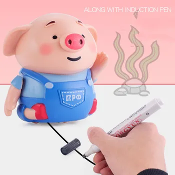 

Interest Sensing Piggy Toys Piglet Induced by Scribing and Pen rechargeable Cute cartoon simulation car toys