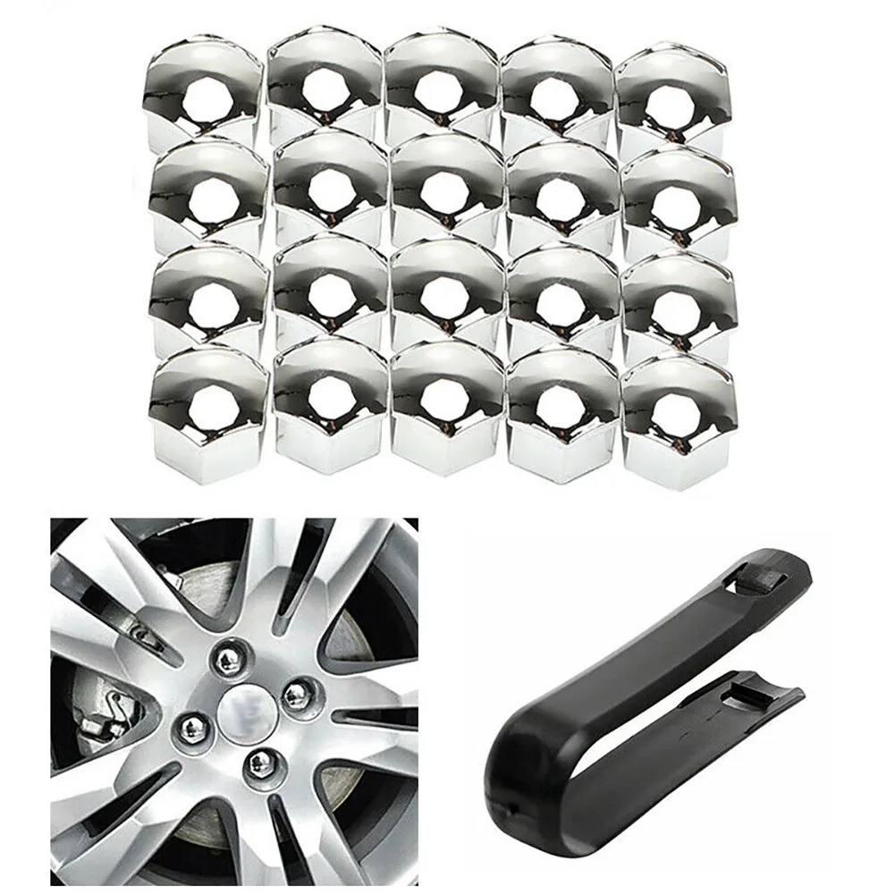 20x 17mm Chrome Nut Cap Wheel Bolts + Removal Tool Wheel Set For Any