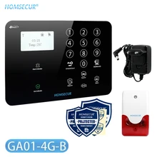 HOMSECUR DIY Беспроводная и Проводная 4G/GSM ЖК-система охранной сигнализации+ IOS/Android приложение для домашней безопасности GA01-4G-B/W