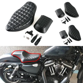 

Motorcycle Seat For Harley Sportster XL 883 Iron 1200 48 Leather Two Up Front Rear Driver Passenger Seat Pad Cushion 2004-2016