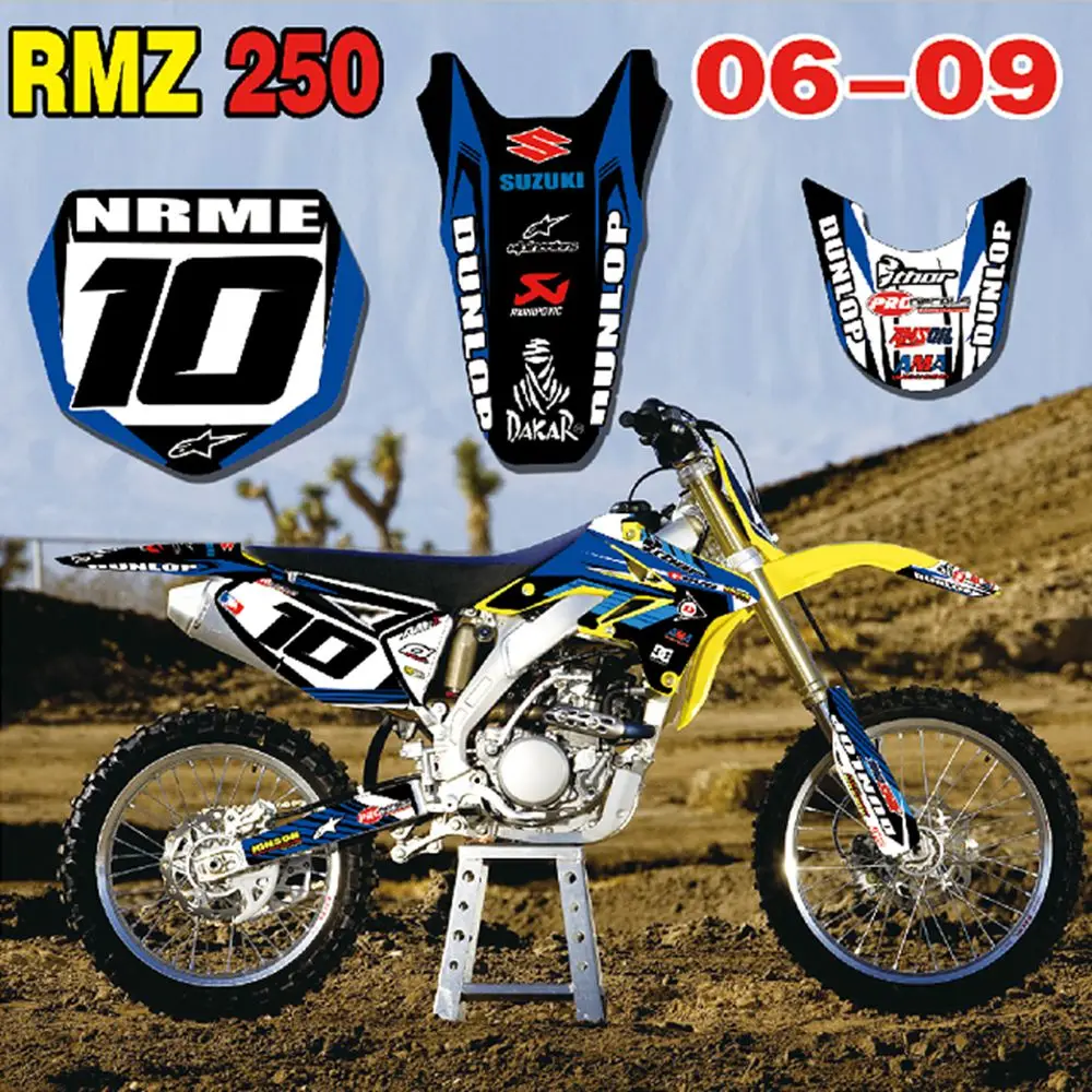 

New Full Graphics Decals Stickers Custom Number Name Glossy Bright Stickers Waterproof for Suzuki RMZ250 2006-2009
