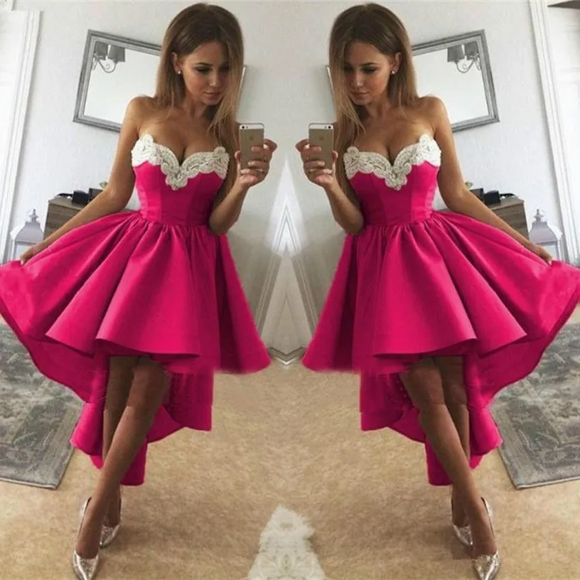 Same as picture JaneVini, сексуальные коктейльные платья цвета фуксии с высокой талией,, белое кружевное платье с бисером и аппликацией, короткое спереди и длинное сзади, платье на выпускной вечер - Цвет: Same as picture
