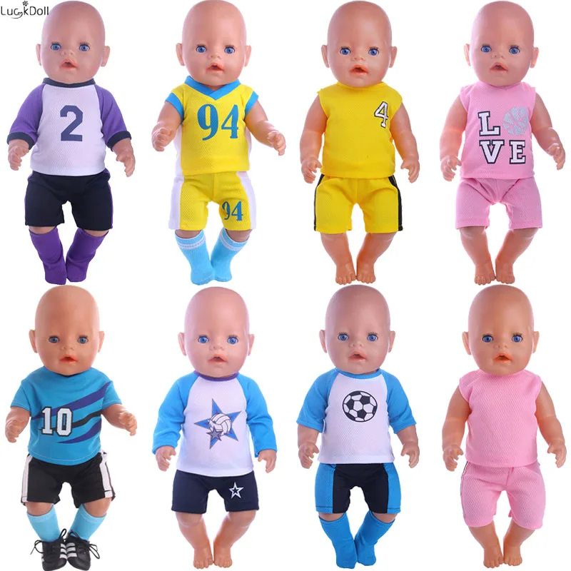 Football Soccer Uniform Sneakers Sock Doll Clothes Shoes For 18 Inch American Doll 43 CM Born Baby,Toys For Girls,Our Generation 2
