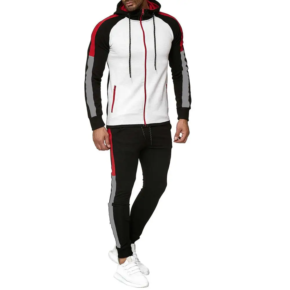 

Mens Autumn Gradient Zipper Print Sweatshirt + Pants Sets 2Pcs Sport Running Suit Plus Size jogging Tracksuit For Male