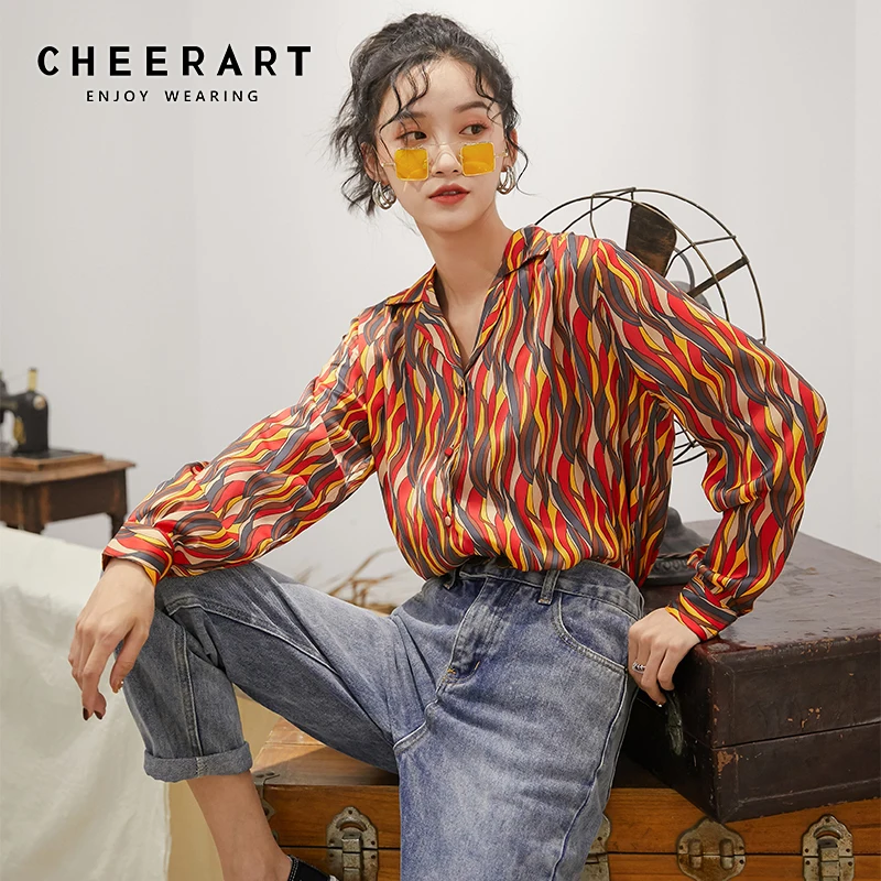 Женские топы и блузки на пуговицах CHEERART Disco модные с длинным рукавом 2019 |