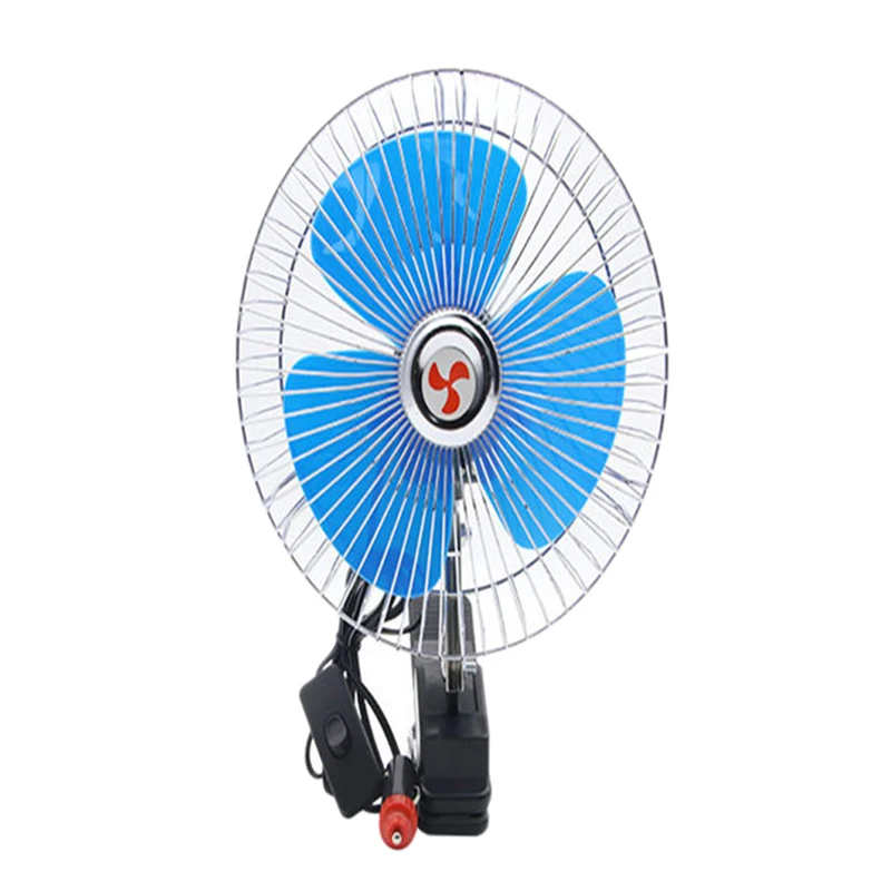 10 Inch 12V Mini Electric Car Fan Portable Vehicle Auto Fan Oscillating Cooling Fan Low Noise With Cigarette Lighter Car Charger