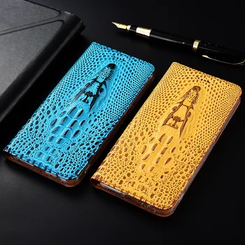 

Case for Meizu 16X 3D Crocodile Pattern Flip Genuine Leather Soft Silicon Back Cover for meizu 16x Coque