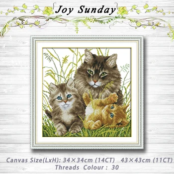 

Kitten family cat animal decor painting 14CT 11CT counted cross stitch kits embroidery set Needlework Set chinese cross stitch