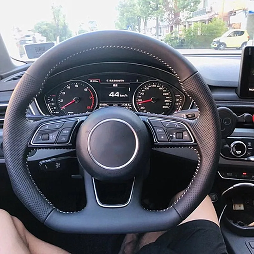 Натуральная кожа полупробивной руль плоское дно Рулевое колесо для новой Audi Q2 L A3 A4 L A5 полностью