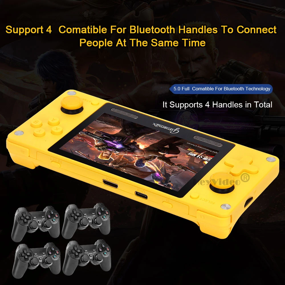 Portable Mini Game Joystick Console Built-in 3600+ Games 4 Inch IPS HD Screen Classic Video Game Player Support Multiplayer