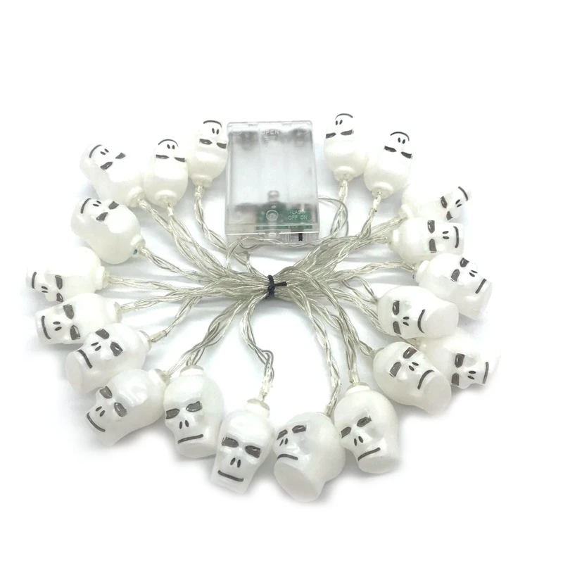 20LED Skull Ghost Halloween Decoration Battery Powered Skull String Lights for Festival Party Show Cosplay Garden Outdoor