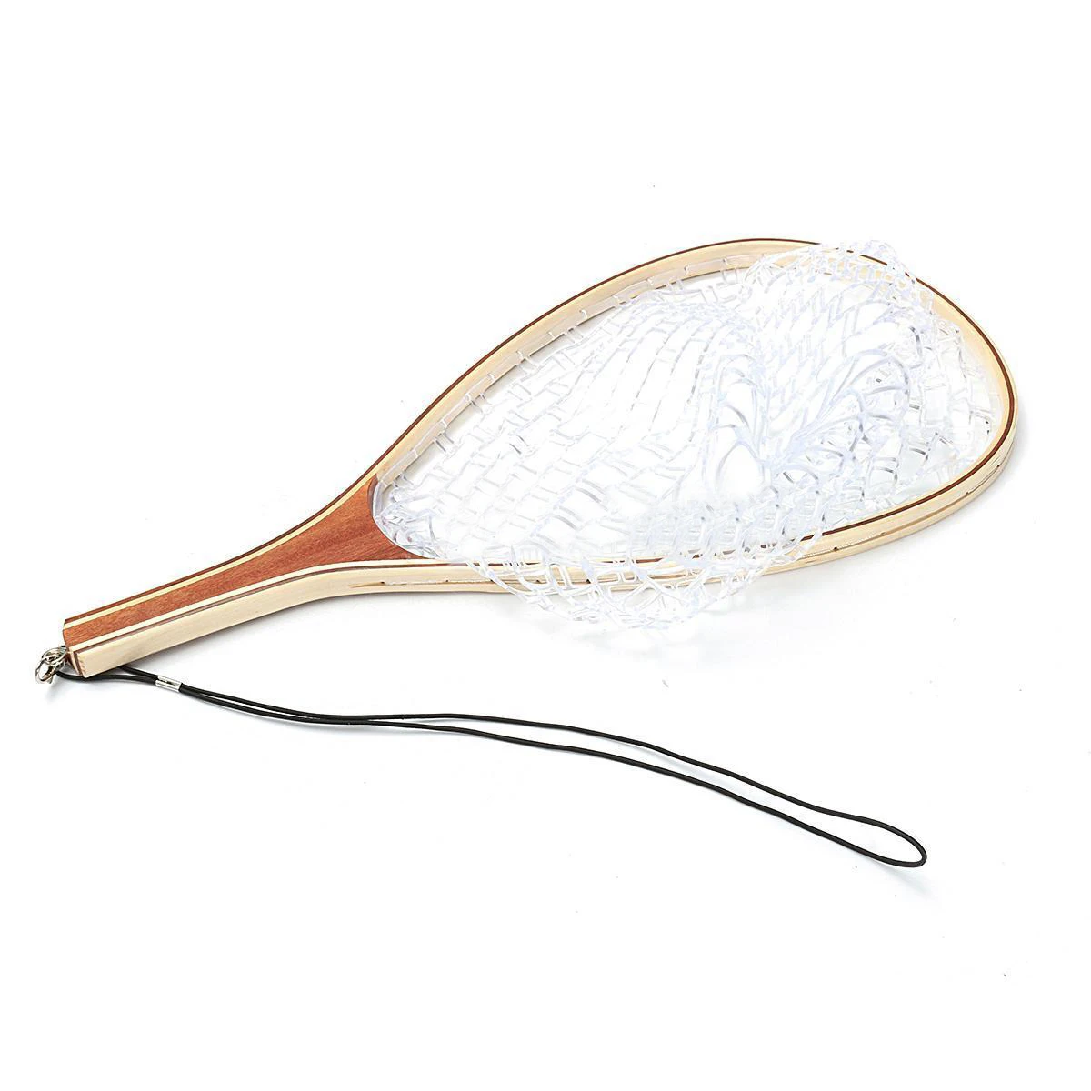 Fishing Landing Net Wooden Handle Fly Trout Soft Rubber Net Mesh Catcher Collapsible Fishing Tools Portable Landing Dip Net