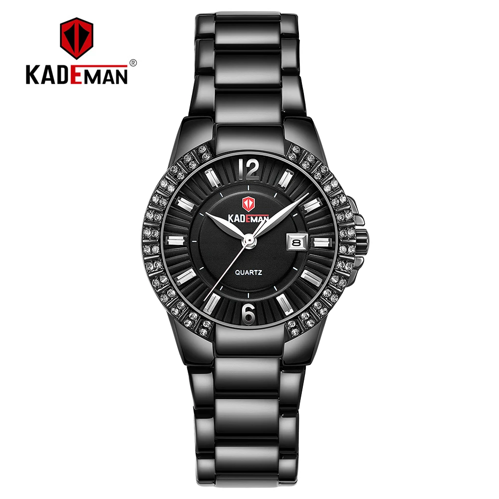 KADEMAN Топ люксовый бренд женские наручные часы для женщин календарь модные Кристаллы Стразы водонепроницаемые полностью стальные Relogio 826 - Цвет: 826-BBB