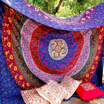 

Vintage Hippie Bedspread Needlepoint Bed Curtain Outdoor Carpet Headboard Cover Picnic Mat Beach Towel Polyester 2 * 1.5m