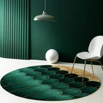 

Nordic style INS popular dark green color weaved living room rug, Post modern decoration bedside carpet. villa rug
