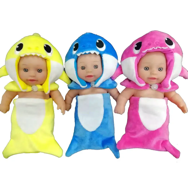 

KOCOZO 25CM Cute Baby Doll Shark Toy Animal Plush Cloth Wearable Head Hand Movable Plush Toy Birthday Gifts Reborn Baby Dolls