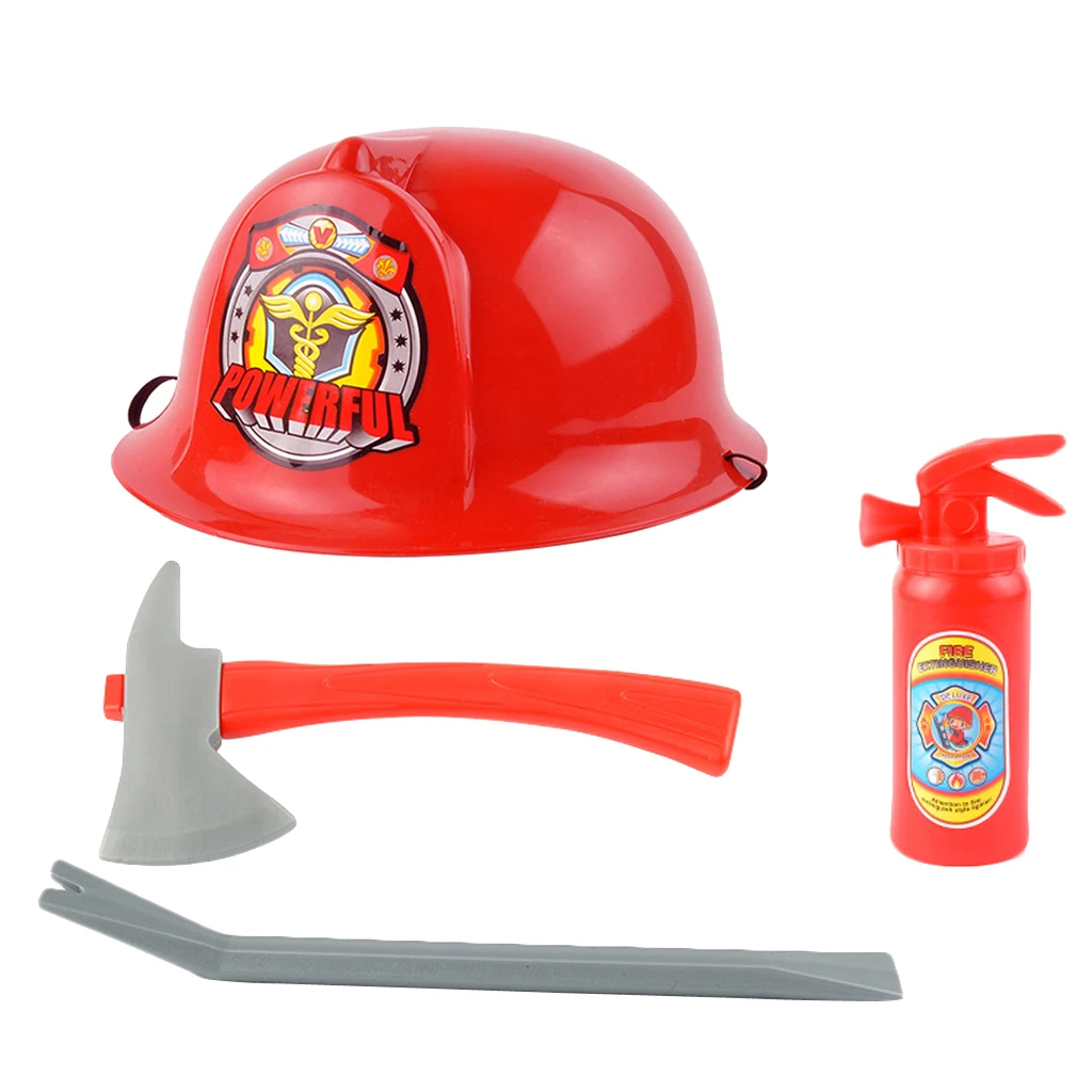

Kids Yellow Safety Firefighter Helmet & Assorted Tools Halloween Costume