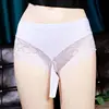 New Lace Sexy Opened Penis Sleeve Underwear Thong Low waist Open Crotch Men Briefs Ice silk Panties Comfortable Penis Pouch 4