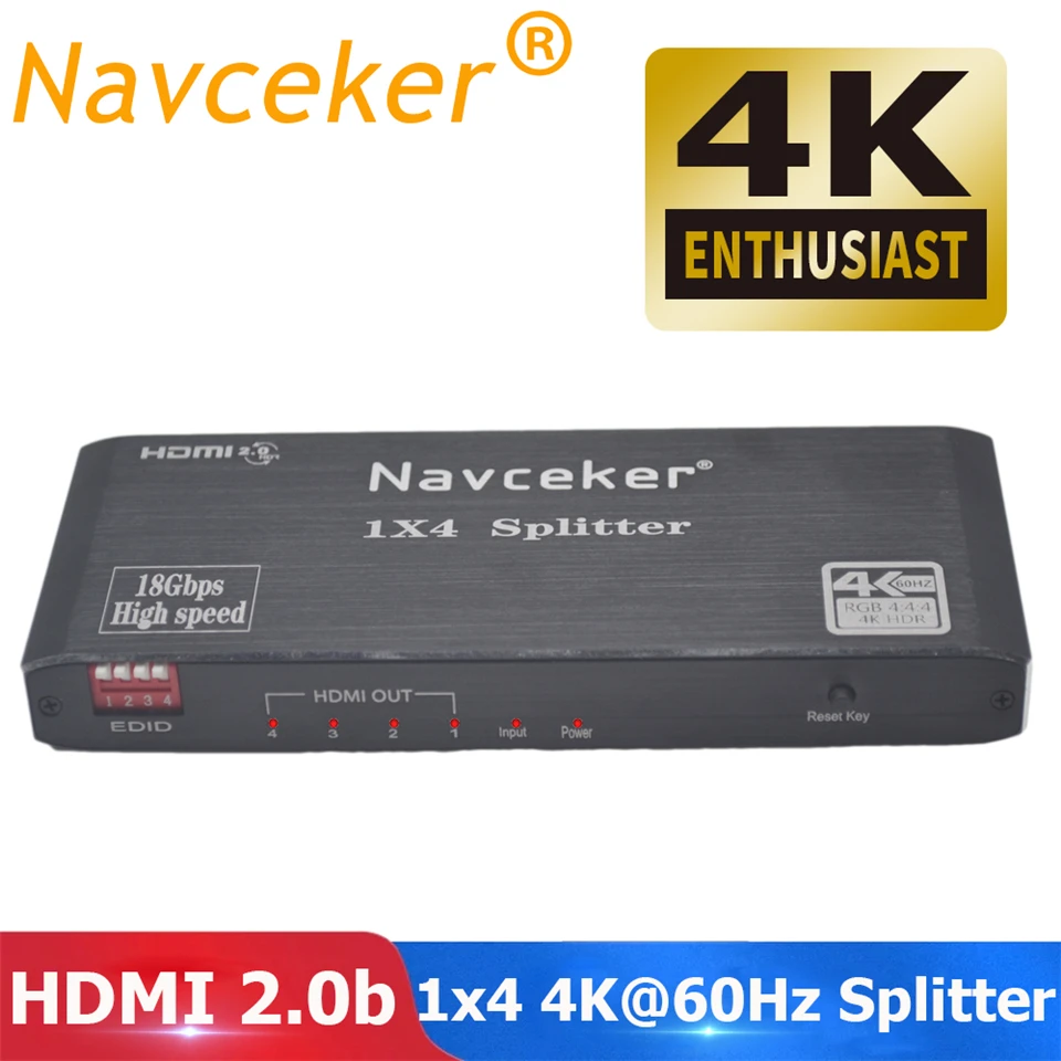 

2019 4K 60Hz HDMI Splitter 1x2 1x4 HDMI 2.0 Splitter 4K HDMI Splitter HDCP 2.2 4 Port HDMI Splitter Switcher for PS4 Apple TV