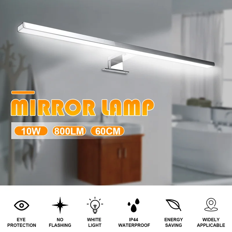 Lâmpada de Parede 60cm à Prova Mais Longo Led Espelho Luz Parede Branca Dwaterproof Água Alumínio Iluminação Banheiro Maquiagem 10 w 800lm