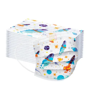 

50PCS In Stock Cartoon Kids Floral Print Printing Windproof Can Put Filter Cotton Washable Reusable Mondkapje Fast Delievry