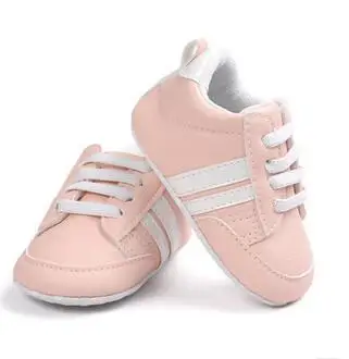WLB010P Для маленьких мальчиков обувь для девочек Детская кроватка Bebe обувь для новорожденных Детские Сникеры с Т-образным ремешком; однотонные спортивные, которые делают первые шаги; мягкая подошва пинетки - Цвет: WLB010P
