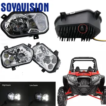 

Black chrome ATV Accessories Led Lights Atv Headlights for Polaris RZR XP 900 New LED head light RZR 800 LED projector headlamp