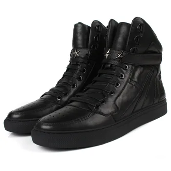 

Ankle Men Boots Round Toe Cowhide Lace-up Casual Cattle Cowhide Trend High Top Luxury Pointed Toe Genuine Leather Cow Leather