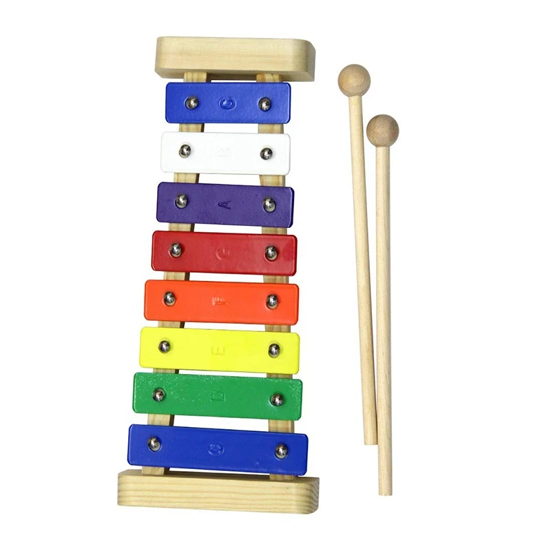 Горячий-деревянный ксилофон с 8 клавишами для детей, точно настроенный Glockenspiel красочные ключи с Гравированными нотами