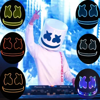 

DJ Marshmallo LED Luminous Helmet Mask Cosplay Props Unisex DIY Bar Music Party Marshmello Masks