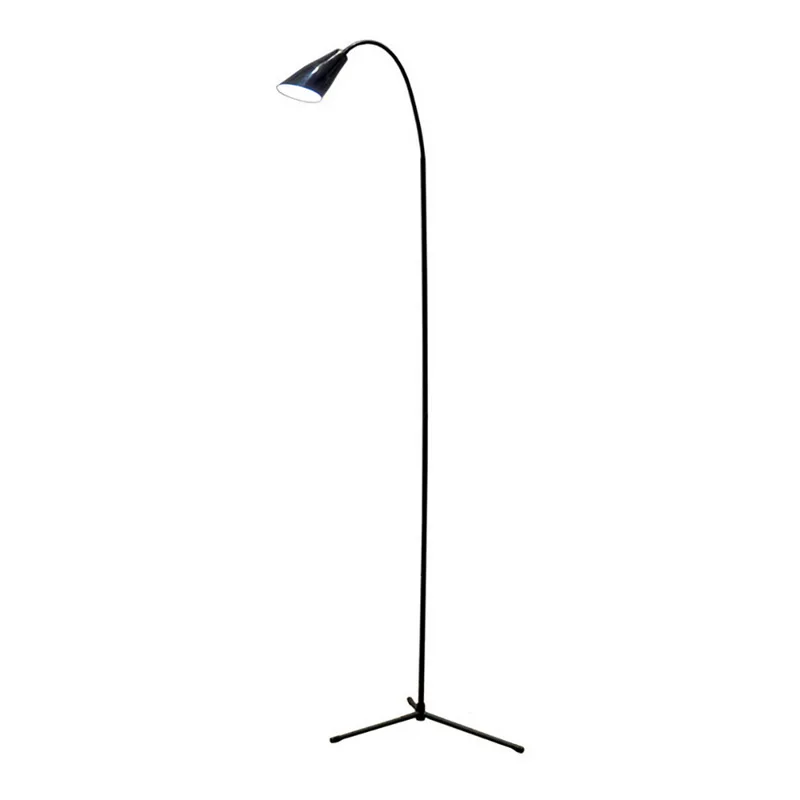 Светодиодный светильник для пола с гибким гусином, стоящим диммером, USB, с стабильной основой, стоящая лампа для чтения, для офиса, кабинета, спальни - Цвет абажура: Черный