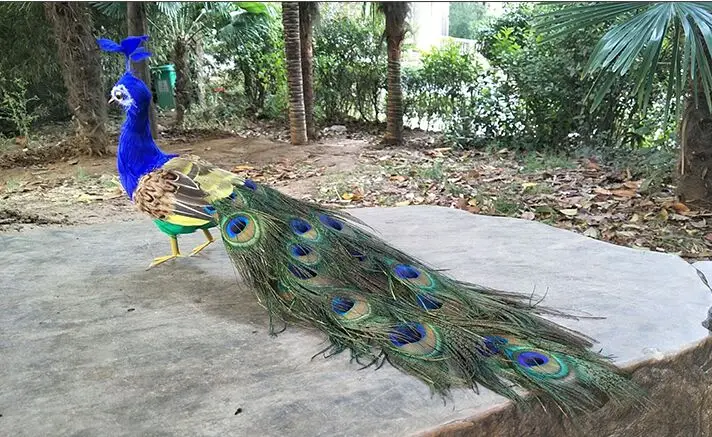 real life Bird feathers bird model about 50cm peacock filming prop decoration gift h1289 garden groceries iron courtyard villa decoration peacock retro ornaments double sided windmill landscaping outdoor