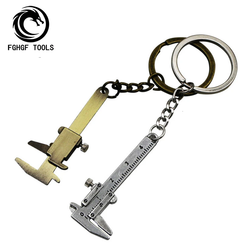 

Mini Vernier Caliper Measurement Model Key Chain Measuring Zinc Alloy Stylish Silver Key Chain For Woodworking Tools