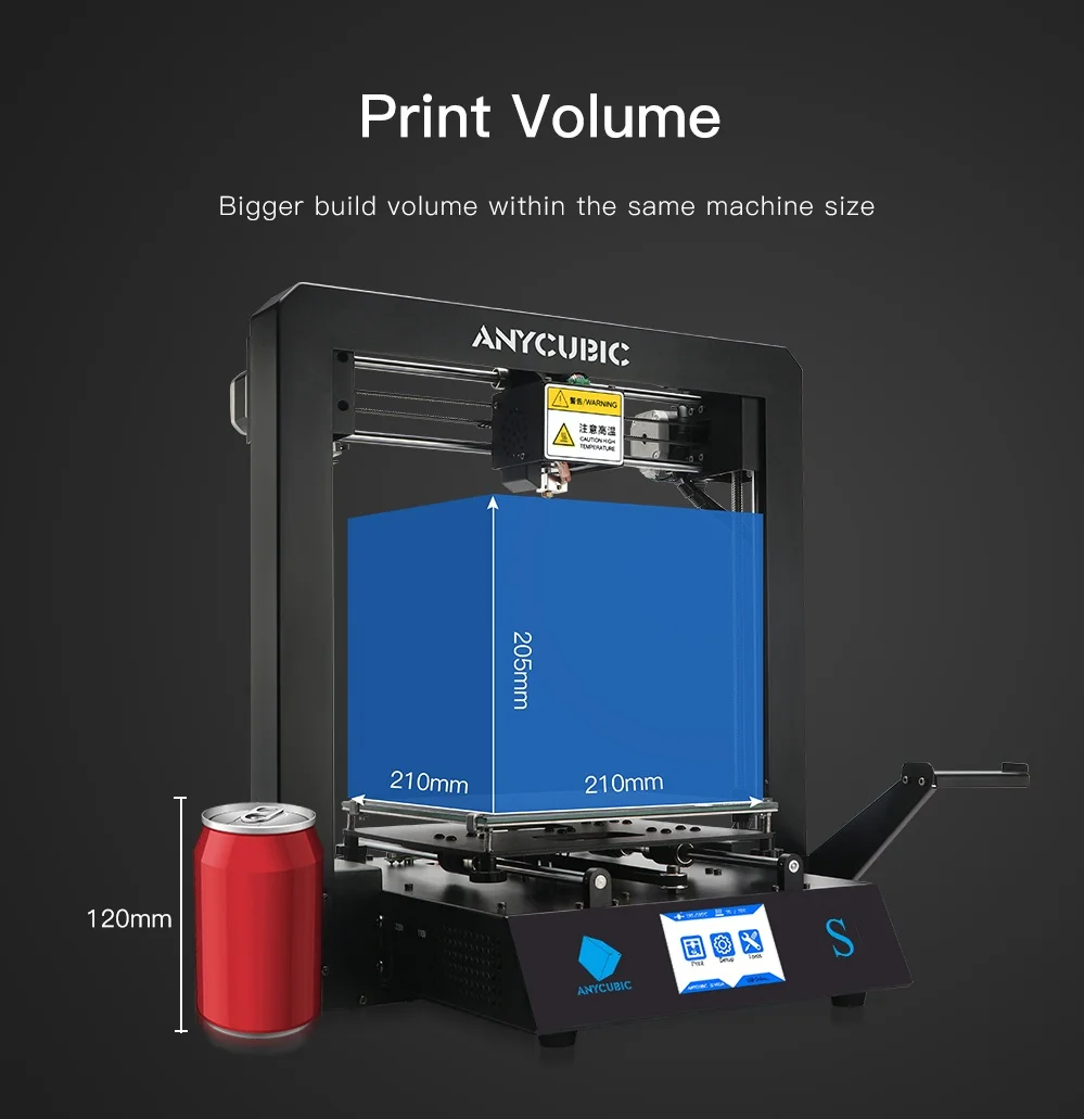 3D принтер ANYCUBIC Mega S i3 Up цветной сделай сам с цельнометаллической рамой высокая