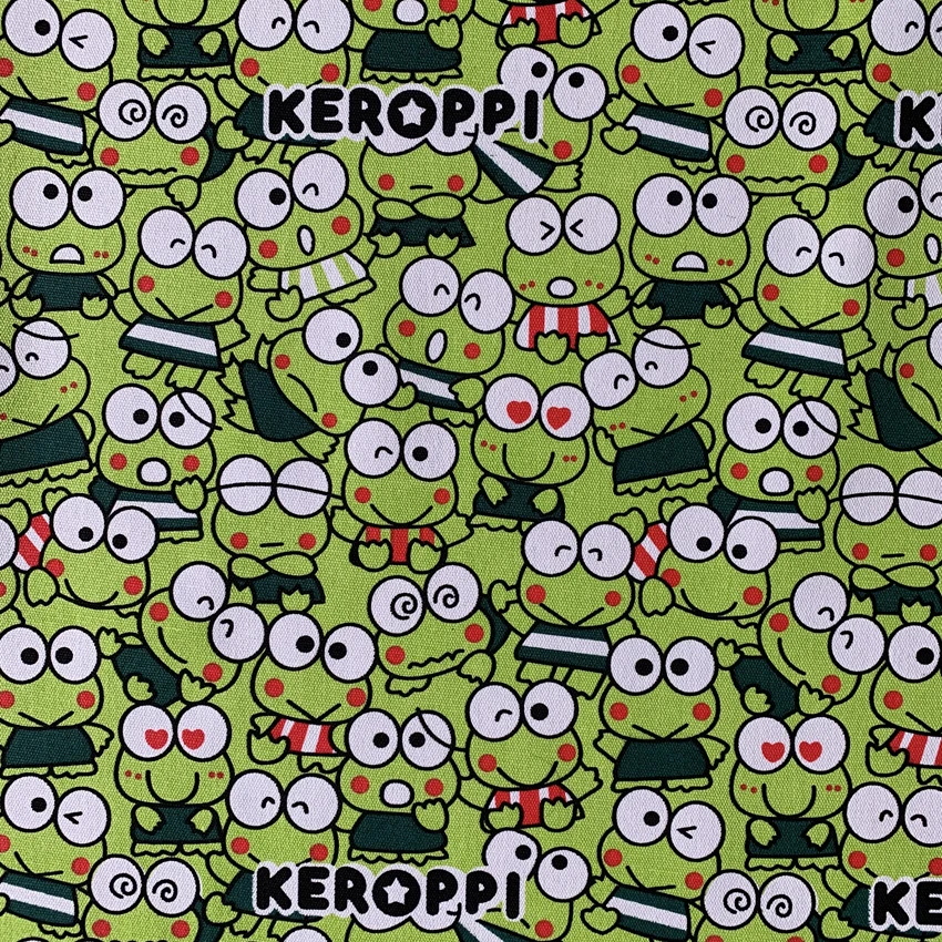 Хлопчатобумажная холщовая ткань ZENGIA Keroppi с принтом лягушки ручная работа