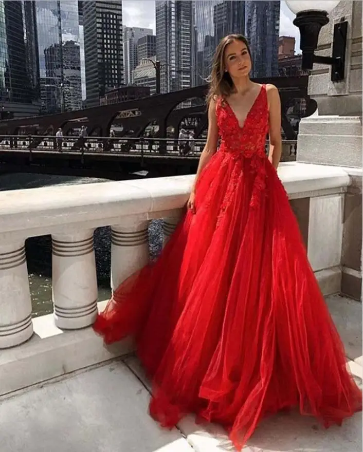 red tulle wedding dress