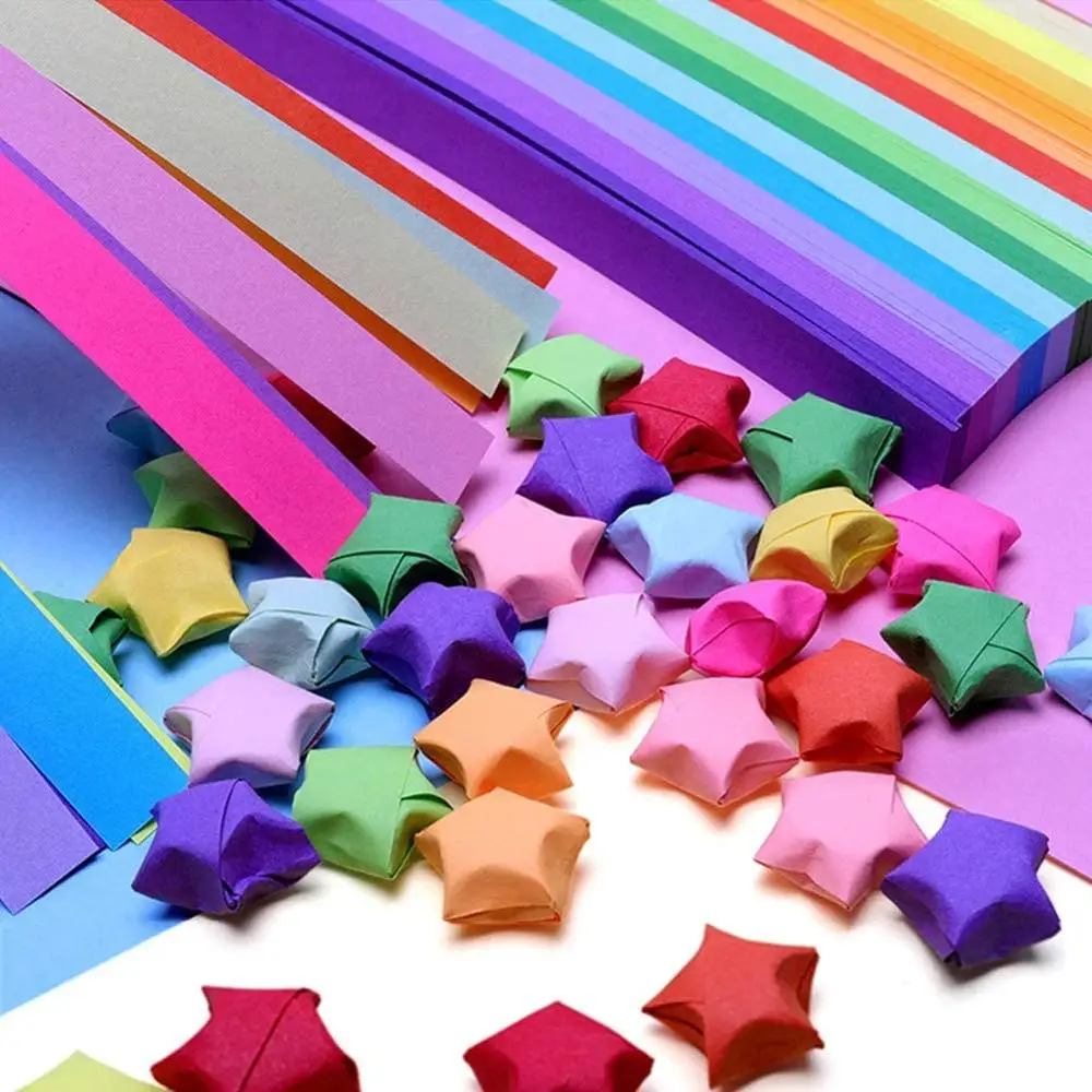 

Origami Star Paper Strip Package Origami Paper Stars Rainbow Color Handmade Lucky Stars Wish Star Wishing Bottle Gift Home Decor