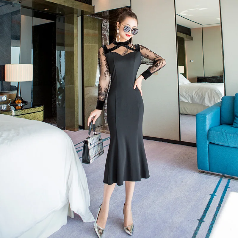 

Shenzhen Supply of Goods WOMEN'S Dress 2020 Spring New Style Lace Mesh Skirt Elegant Light Mature God-Style Dress