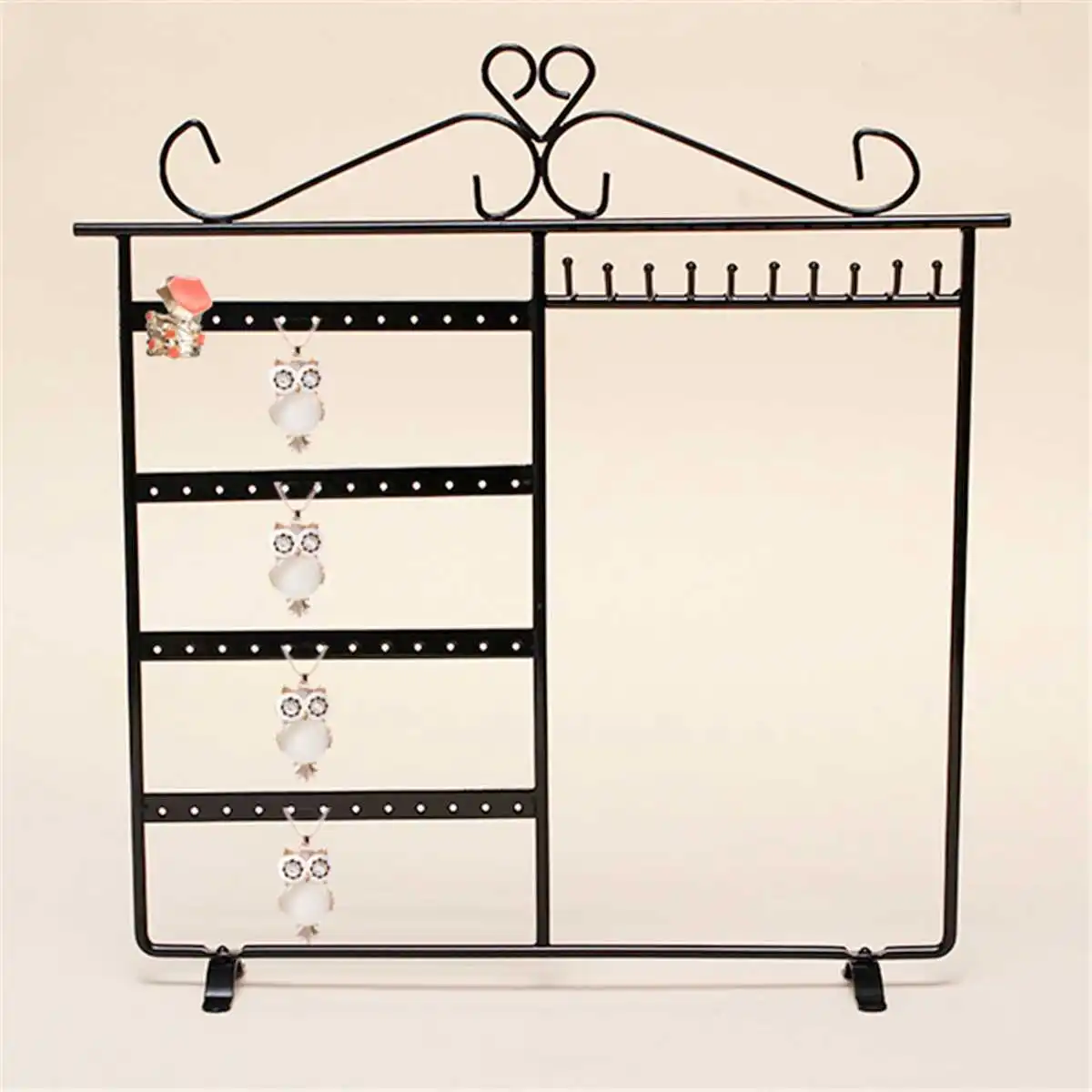  48 Holes Jewelry Handing Rack Earring Necklace Chain Showcase Display Stand Metal Iron Stand Holder