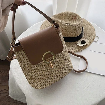 

Small Straw Bucket Bags For Women 2020 Summer Crossbody Bags Lady Travel Purses and Handbags Female Shoulder Messenger Bag
