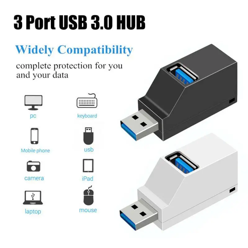 

3 Port USB Hub Mini USB 3.0 High Speed Hub Splitter Box For PC Laptop One-plug Connection Design Low Power Consumption TXTB1