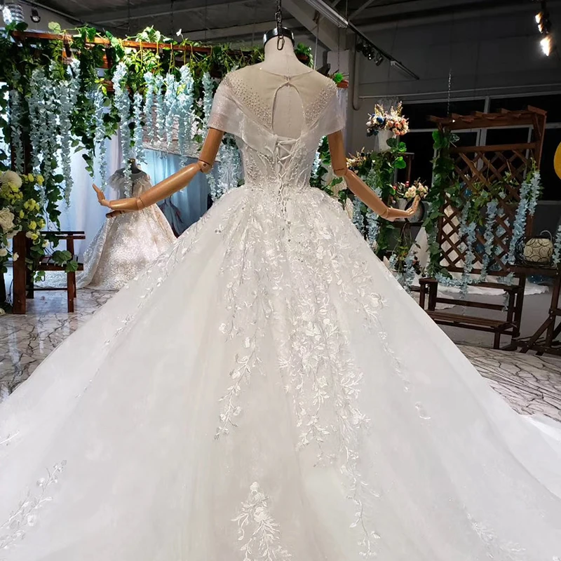 Винтажное бальное платье HTL918 с круглым вырезом рукавами крылышками и блестками