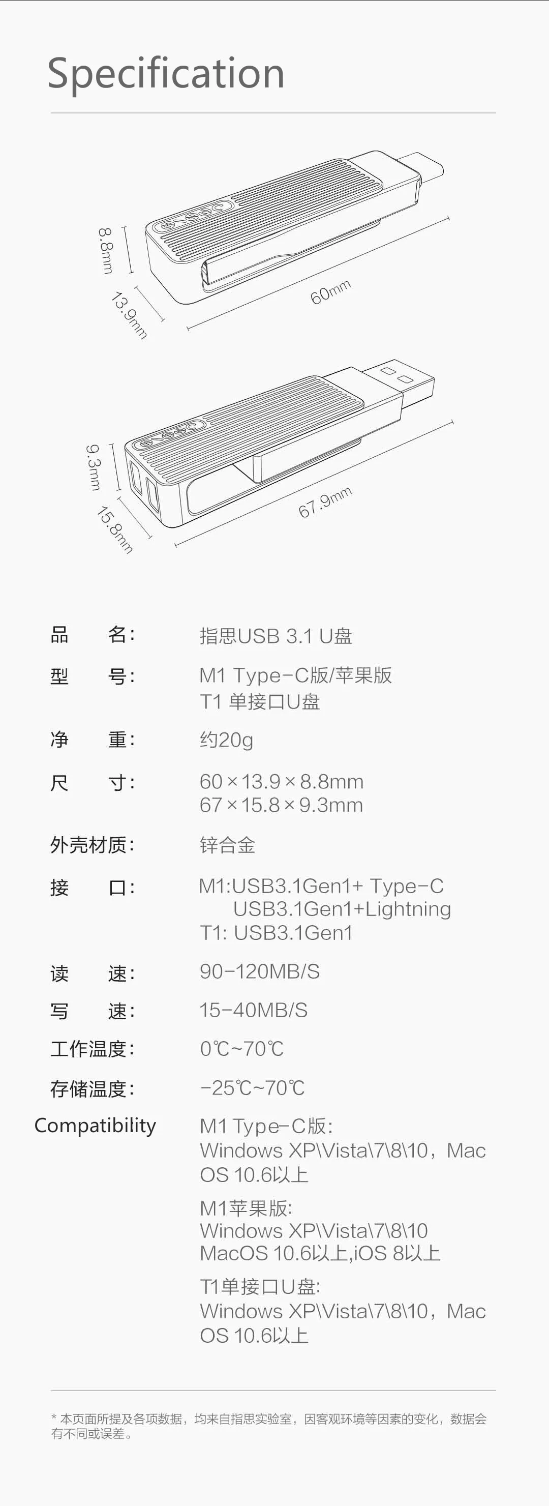 Xiaomi USB 3,1 U накопитель OTG металлический флеш-накопитель с разъемом Lightning/Тип-C для iPhone 11 Pro/11/XS/X/8/7 приложение Управление