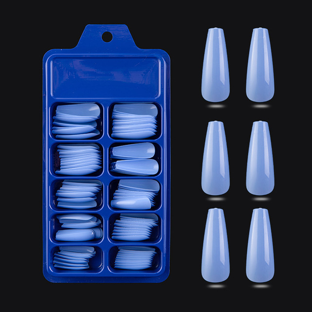Full Cover Coffin Fake Nails Artificial Press on Nails Long Ballerina Design Clear/Natural/white False Nails Art Tips