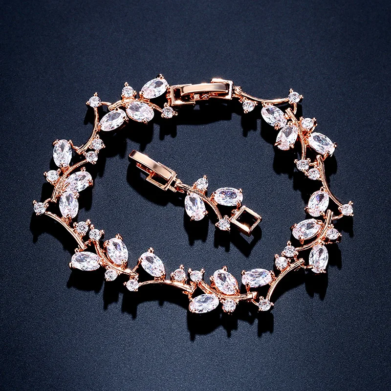Rose Gold UILZ, белый цвет, австрийские кристаллы, стразы, камни, Chaim браслеты, браслет для женщин, модные циркониевые Свадебные украшения UB014 - Окраска металла: Rose Gold